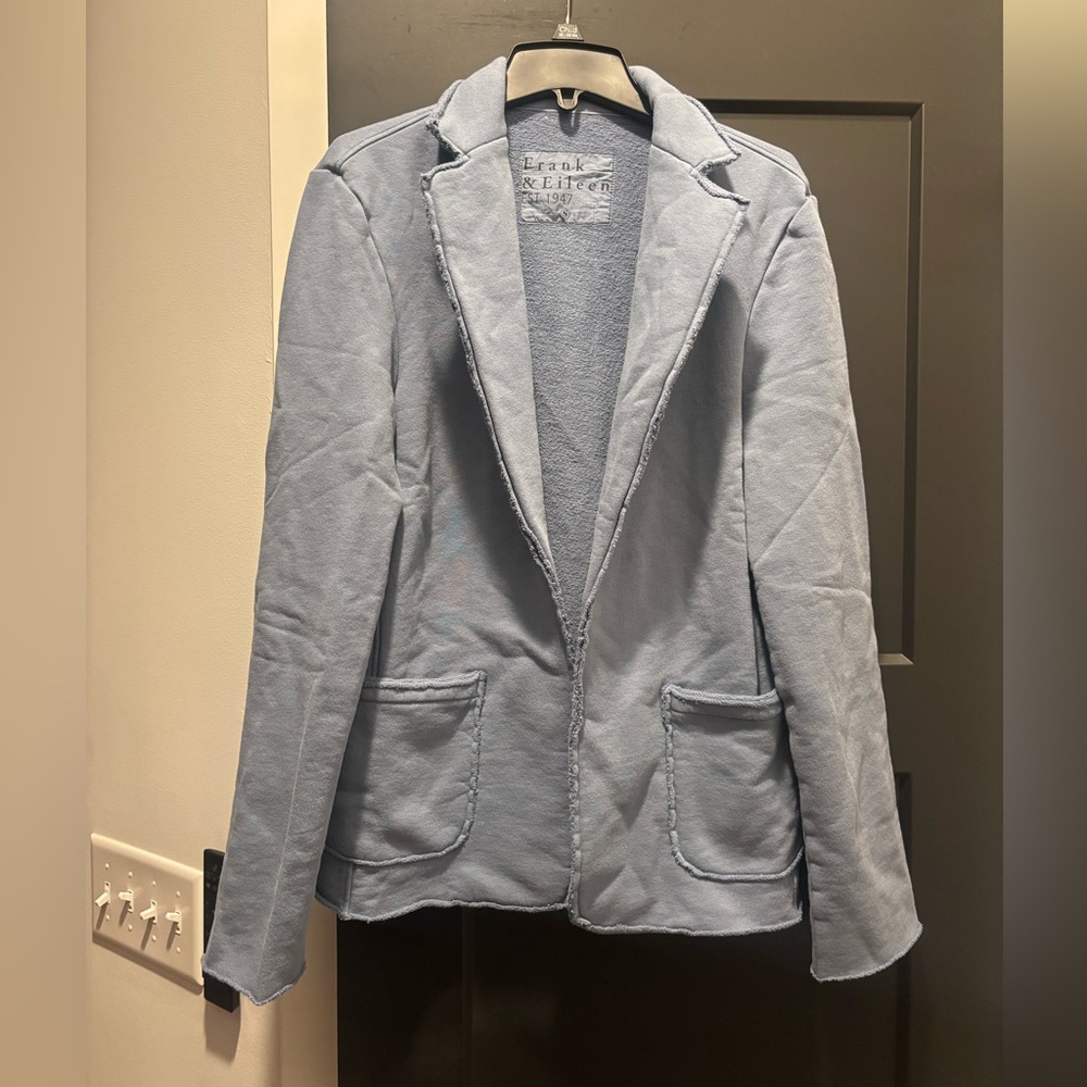 Frank & Eileen Dublin Sweatshirt Blazer Jacket Cardigan Frost Blue Small NEW